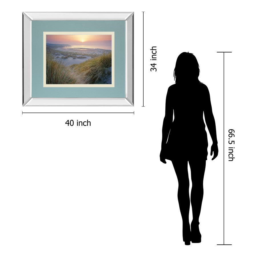 Classy Living Serene Dunes 40x34 Wall Art | Contemporary Coastal Landscape with Mirrored Frame | Living Room & Bedroom Decor | 40 x 34 x | Model DM5703MF
