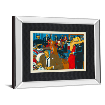 Classy Living After Hours 40x34in Wall Art | Contemporary Mirrored Frame Jazz Club Scene | Living Room & Entertainment Space Decor | 3 x | Model DM5704MF