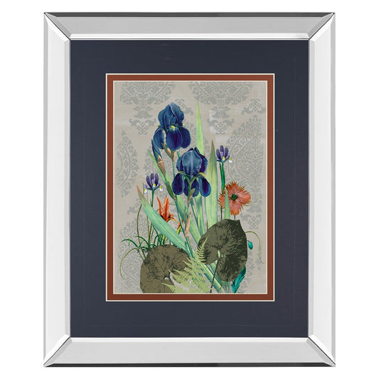Classy Living Midnight Iris Garden 34x40in Wall Art | Transitional Mirrored Frame | Living Room & Bedroom Botanical Decor | 3 x 34 x 40 in | Model DM5706MF