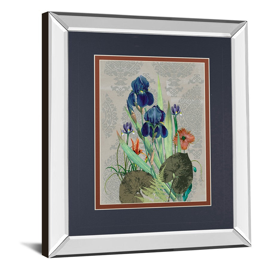 Classy Living Midnight Iris Garden 34x40in Wall Art | Transitional Mirrored Frame | Living Room & Bedroom Botanical Decor | 3 x 34 x 40 in | Model DM5706MF