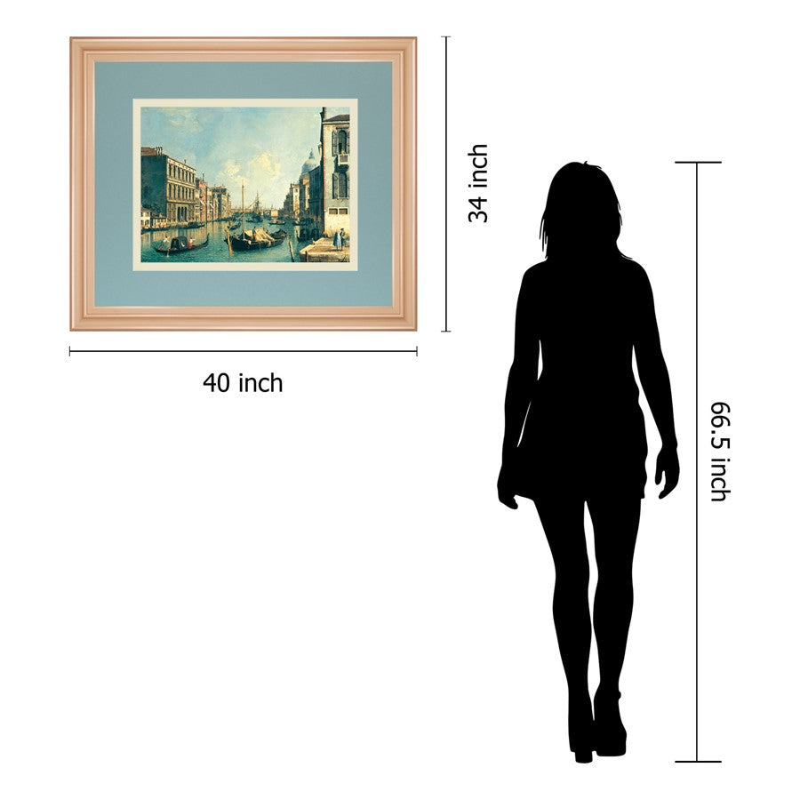 Classy Living Serene Gondola Passage 40x34in Wall Art | Transitional Rose Gold MDF Frame and Paper Print | Living Room & Office Decor | 1 x | Model DM5719