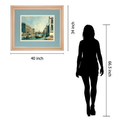 Classy Living Serene Gondola Passage 40x34in Wall Art | Transitional Rose Gold MDF Frame and Paper Print | Living Room & Office Decor | 1 x | Model DM5719