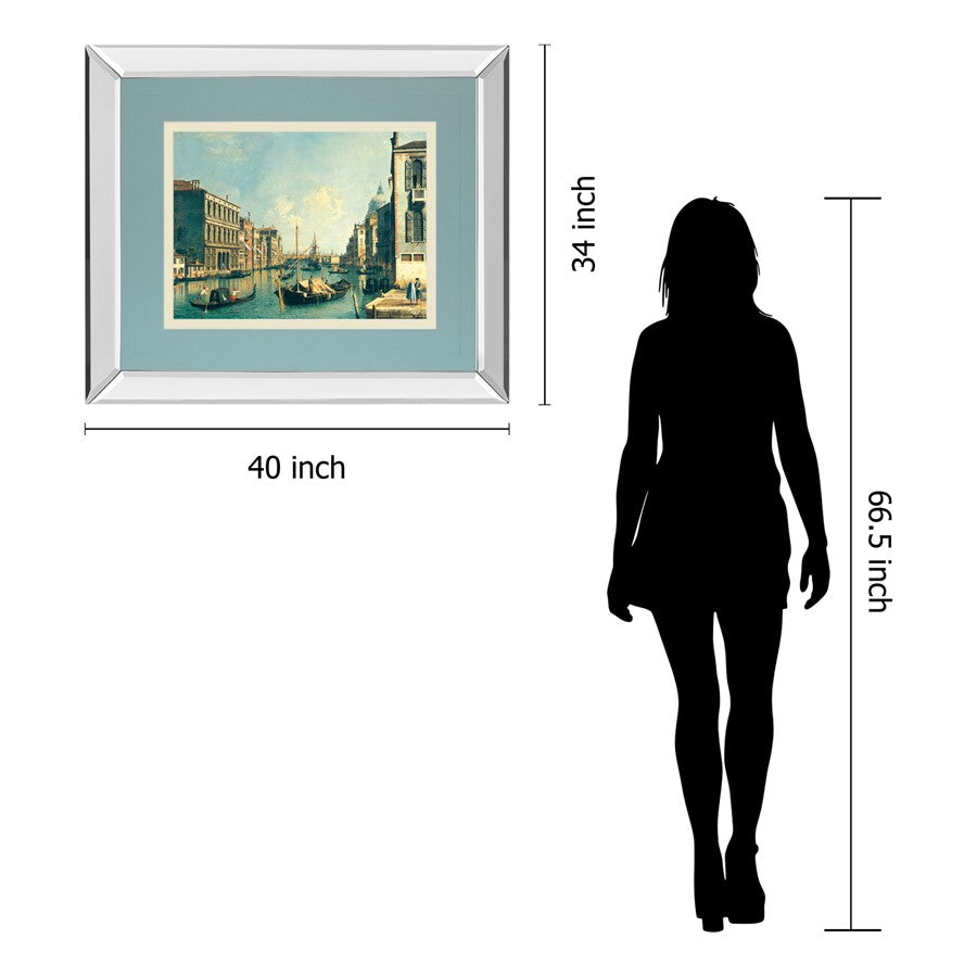 Classy Living Serene Gondola Passage Wall Art 40x34in | Transitional Mirrored Frame | Living Room & Office Decor | 40 x 34 x 3 in | Model DM5719MF
