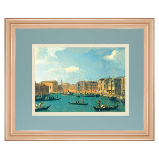 Classy Living Venetian Canal View Wall Art 40x34in | Transitional Rose Gold MDF Frame | Living Room & Office Decor | 1 x 40 x 34 in | Model DM5720