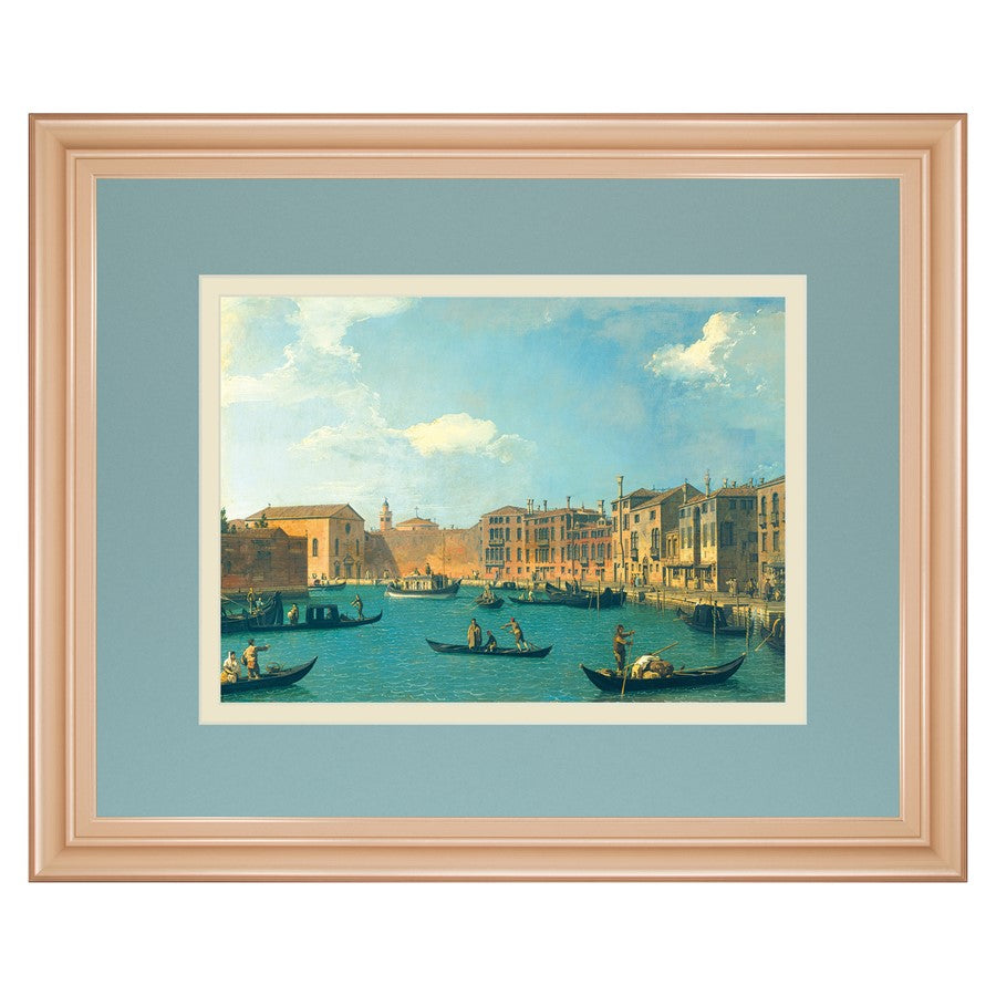 Classy Living Venetian Canal View Wall Art 40x34in | Transitional Rose Gold MDF Frame | Living Room & Office Decor | 1 x 40 x 34 in | Model DM5720