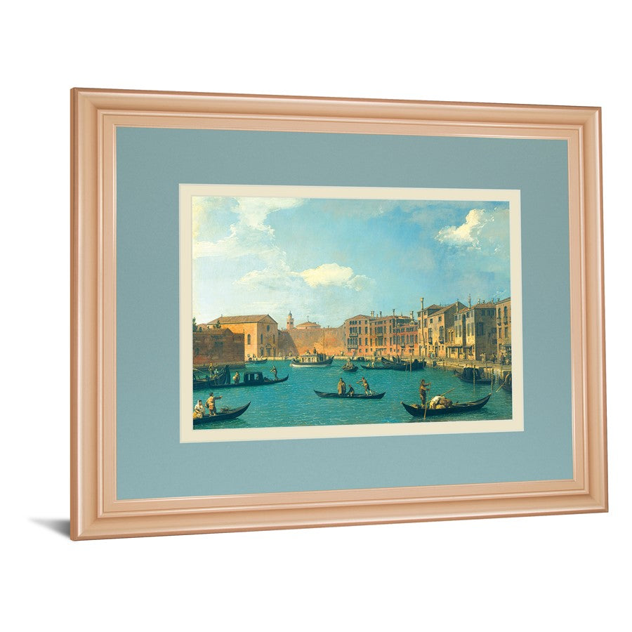 Classy Living Venetian Canal View Wall Art 40x34in | Transitional Rose Gold MDF Frame | Living Room & Office Decor | 1 x 40 x 34 in | Model DM5720