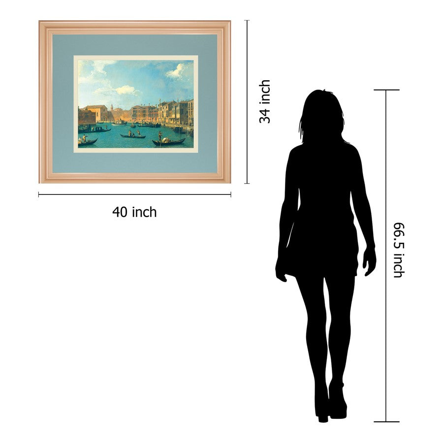 Classy Living Venetian Canal View Wall Art 40x34in | Transitional Rose Gold MDF Frame | Living Room & Office Decor | 1 x 40 x 34 in | Model DM5720