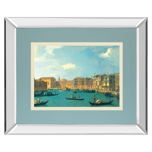 Classy Living Venetian Canal View Wall Art 40x34in | Transitional Mirrored Frame | Living Room & Office Decor | 40 x 34 x 3 in | Model DM5720MF