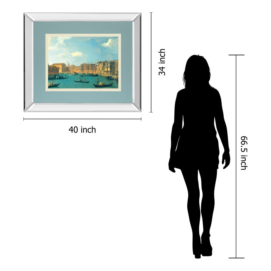 Classy Living Venetian Canal View Wall Art 40x34in | Transitional Mirrored Frame | Living Room & Office Decor | 40 x 34 x 3 in | Model DM5720MF