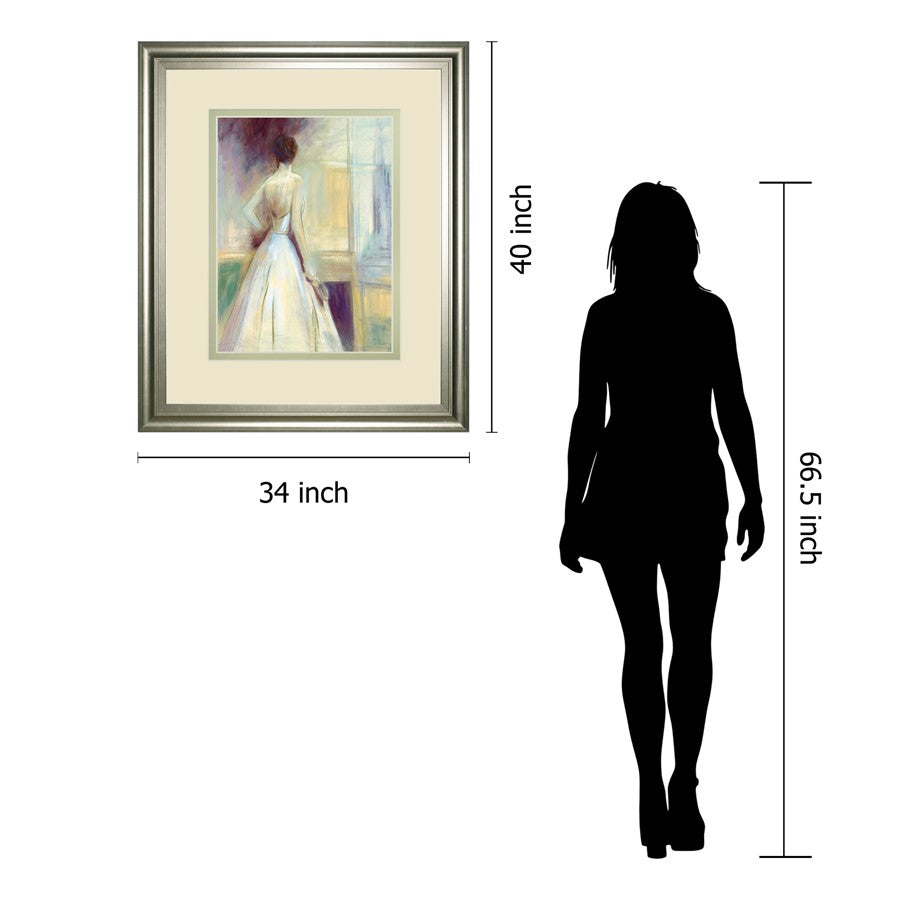Classy Living Quiet Elegance 34x40in Wall Art | Transitional Silver Serenity MDF Frame & Paper Print | Living Room & Bedroom Decor | 34 x | Model DM5721