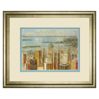 Classy Living Urban Serenity 40x34in Wall Art | Transitional Cityscape on Paper in Crisp Chardonnay MDF Frame | Living Room & Office Decor | Model DM5730