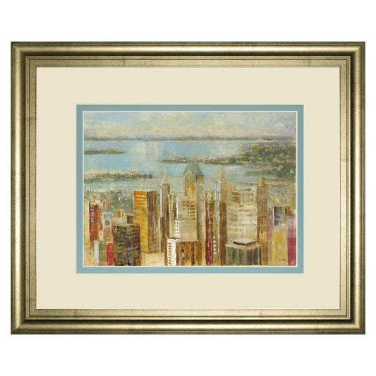 Classy Living Urban Serenity 40x34in Wall Art | Transitional Cityscape on Paper in Crisp Chardonnay MDF Frame | Living Room & Office Decor | Model DM5730