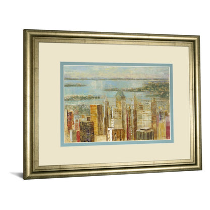 Classy Living Urban Serenity 40x34in Wall Art | Transitional Cityscape on Paper in Crisp Chardonnay MDF Frame | Living Room & Office Decor | Model DM5730