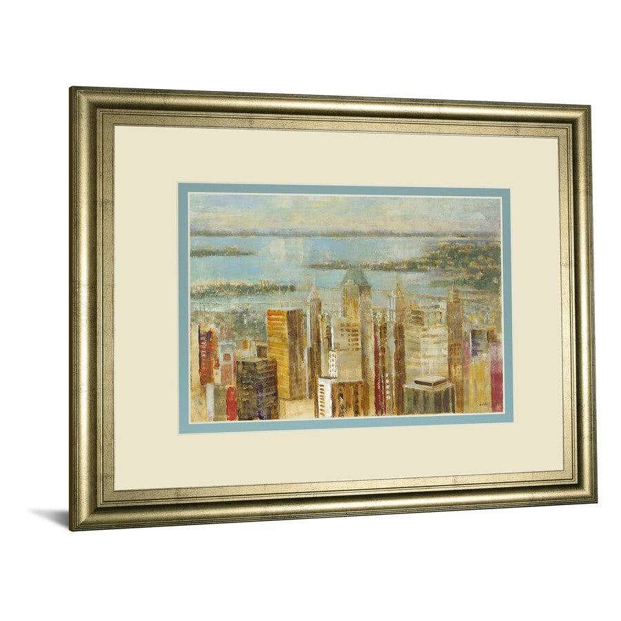 Classy Living Urban Serenity 40x34in Wall Art | Transitional Cityscape on Paper in Crisp Chardonnay MDF Frame | Living Room & Office Decor | Model DM5730