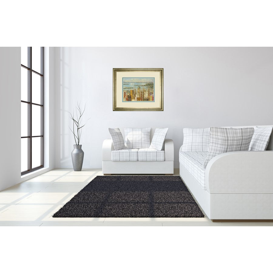 Classy Living Urban Serenity 40x34in Wall Art | Transitional Cityscape on Paper in Crisp Chardonnay MDF Frame | Living Room & Office Decor | Model DM5730