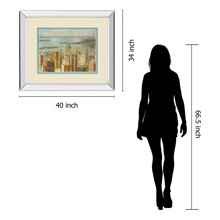 Classy Living Urban Serenity 40x34in Wall Art | Transitional Cityscape on Mirrored Frame | Living Room & Office Decor | 40 x 34 x 3 in | Model DM5730MF