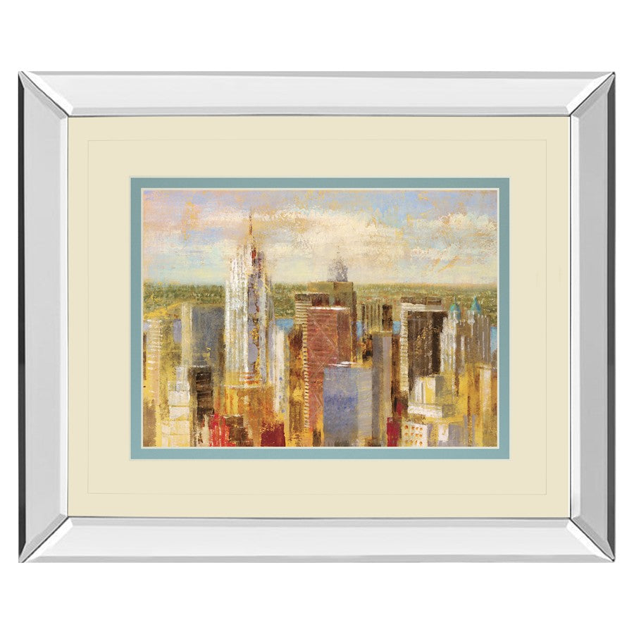 Classy Living Sunlit Towers Wall Art 40x34in | Transitional Mirrored Frame Cityscape | Living Room & Office Decor | 40 x 34 x 3 in | Model DM5731MF