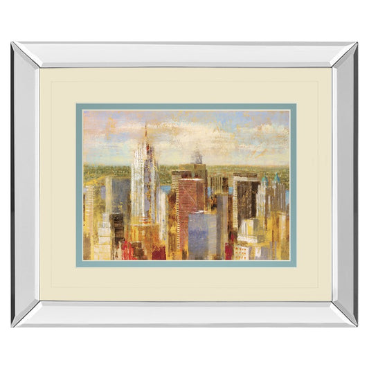 Classy Living Sunlit Towers Wall Art 40x34in | Transitional Mirrored Frame Cityscape | Living Room & Office Decor | 40 x 34 x 3 in | Model DM5731MF