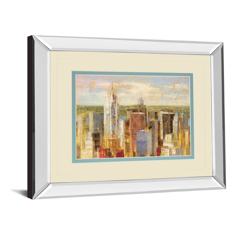 Classy Living Sunlit Towers Wall Art 40x34in | Transitional Mirrored Frame Cityscape | Living Room & Office Decor | 40 x 34 x 3 in | Model DM5731MF