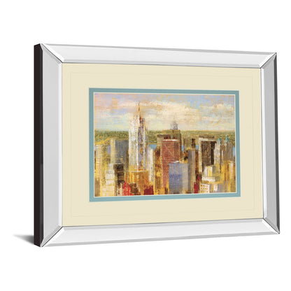 Classy Living Sunlit Towers Wall Art 40x34in | Transitional Mirrored Frame Cityscape | Living Room & Office Decor | 40 x 34 x 3 in | Model DM5731MF