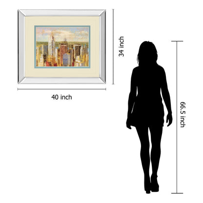 Classy Living Sunlit Towers Wall Art 40x34in | Transitional Mirrored Frame Cityscape | Living Room & Office Decor | 40 x 34 x 3 in | Model DM5731MF