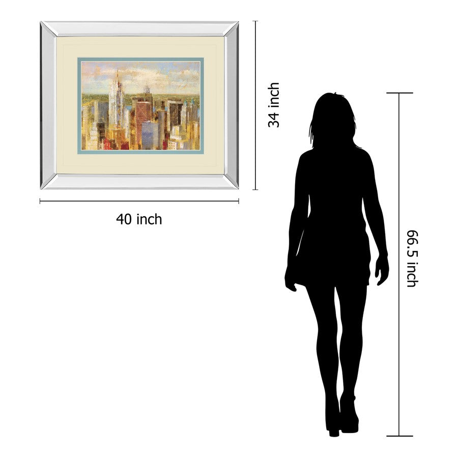 Classy Living Sunlit Towers Wall Art 40x34in | Transitional Mirrored Frame Cityscape | Living Room & Office Decor | 40 x 34 x 3 in | Model DM5731MF