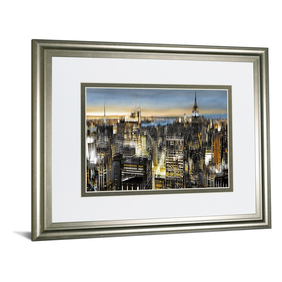 Classy Living Urban Twilight 40x34in Wall Art | Transitional Silver Serenity MDF Frame | Living Room & Office Cityscape Decor | 1 x 40 x 34 | Model DM5733