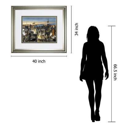 Classy Living Urban Twilight 40x34in Wall Art | Transitional Silver Serenity MDF Frame | Living Room & Office Cityscape Decor | 1 x 40 x 34 | Model DM5733