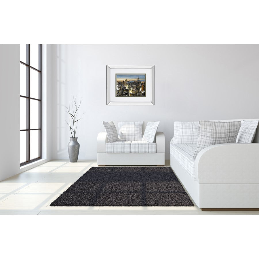 Classy Living Urban Twilight 40x34in Rectangular Wall Art | Transitional Mirrored Frame and Double-Matted Cityscape | Living Room & | Model DM5733MF