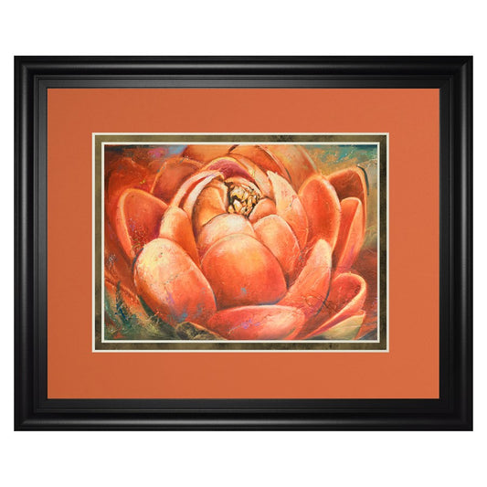 Classy Living Red Lotus Bloom Wall Art 40x34in | Transitional Multicolor Paper on MDF Frame | Living Room & Bedroom Decor | 40 x 34 x 1 in | Model DM5739
