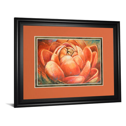 Classy Living Red Lotus Bloom Wall Art 40x34in | Transitional Multicolor Paper on MDF Frame | Living Room & Bedroom Decor | 40 x 34 x 1 in | Model DM5739