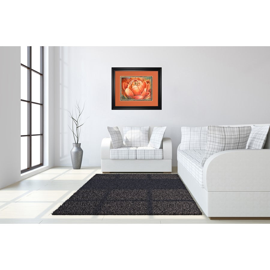 Classy Living Red Lotus Bloom Wall Art 40x34in | Transitional Multicolor Paper on MDF Frame | Living Room & Bedroom Decor | 40 x 34 x 1 in | Model DM5739