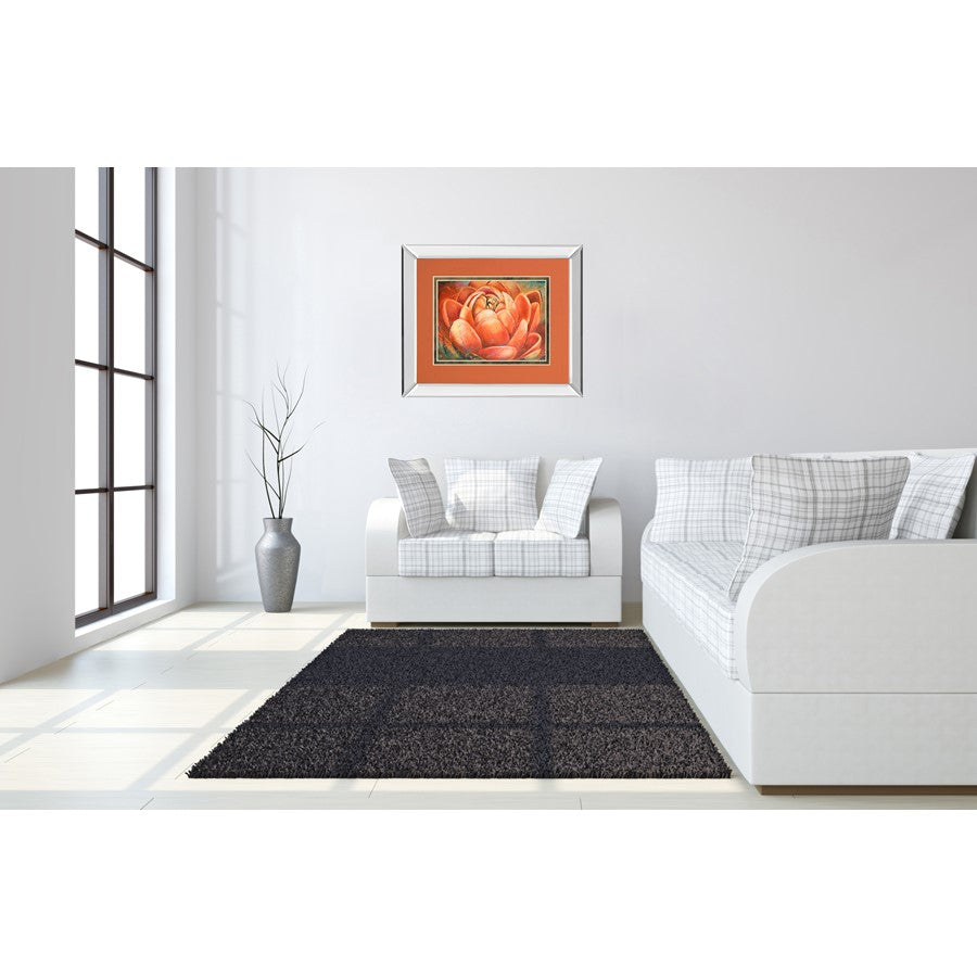 Classy Living Red Lotus Bloom Wall Art 40x34in | Transitional Mirrored Frame Mixed Media | Living Room & Bedroom Gallery Decor | 40 x 34 | Model DM5739MF