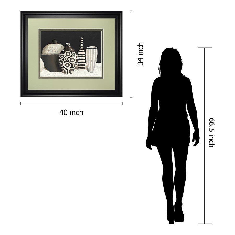 Classy Living Elegant Vases 40x34 Wall Art | Transitional Midnight Aura MDF Frame with Real Glass | Living Room & Office Decor | 1 x 40 x | Model DM5748