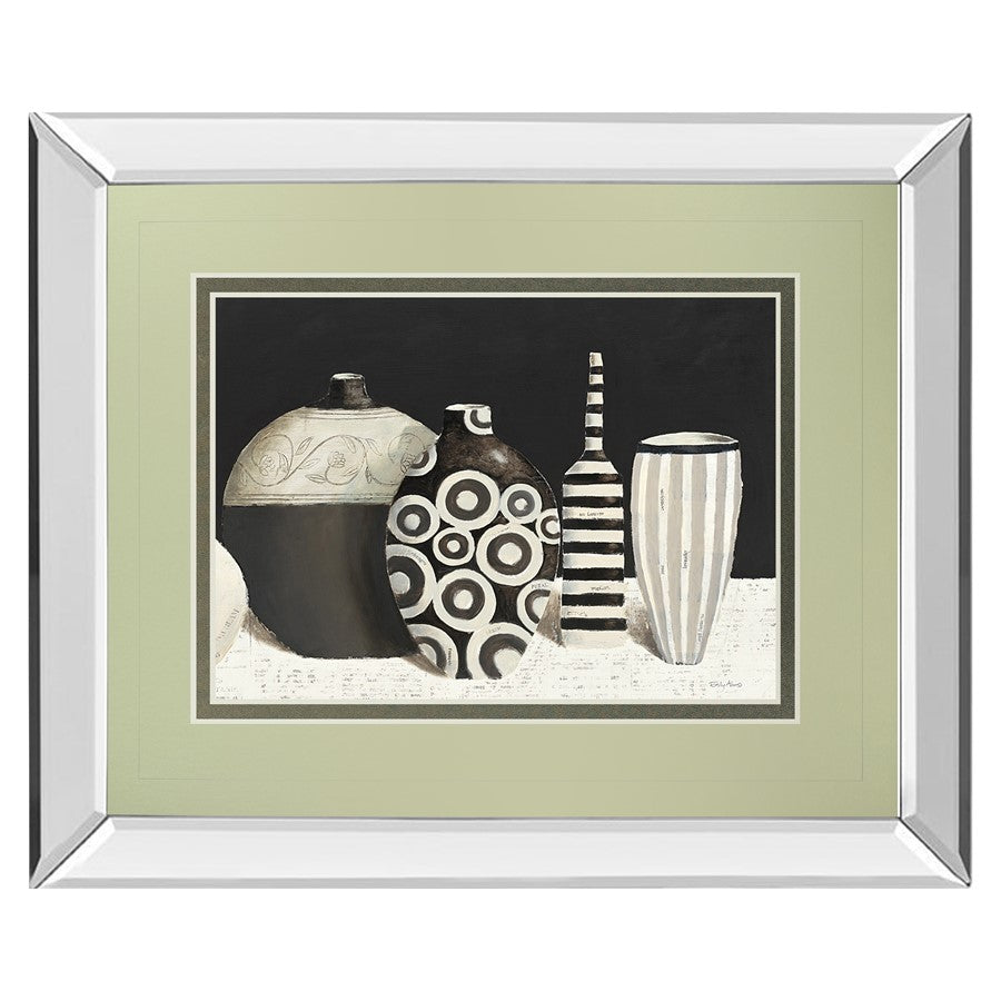 Classy Living Vases Wall Art 40x34in | Transitional Mirrored Frame and Double-Matted Beige | Living Room, Bedroom & Office Decor | 40 x | Model DM5748MF