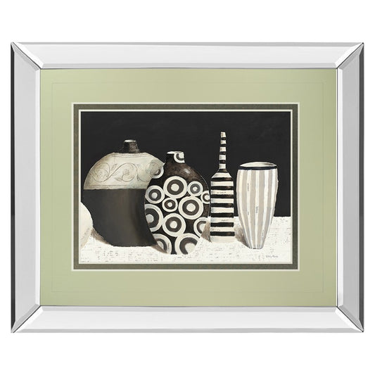 Classy Living Vases Wall Art 40x34in | Transitional Mirrored Frame and Double-Matted Beige | Living Room, Bedroom & Office Decor | 40 x | Model DM5748MF