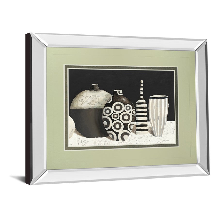 Classy Living Vases Wall Art 40x34in | Transitional Mirrored Frame and Double-Matted Beige | Living Room, Bedroom & Office Decor | 40 x | Model DM5748MF