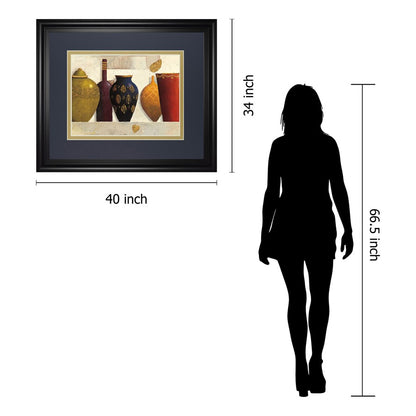 Classy Living Jeweled Vessels 40x34in Rectangular Wall Art | Transitional Multicolor Paper on MDF Frame | Living Room & Office Decor | 1 x | Model DM5749