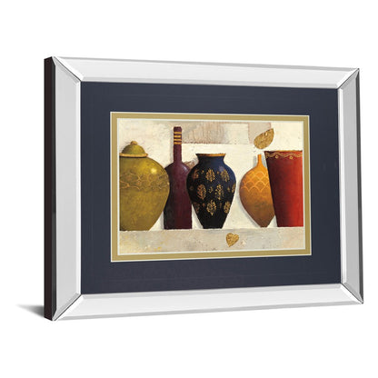 Classy Living Jeweled Vessels 40x34in Wall Art | Transitional Mirrored Frame | Living Room, Office & Den Decor | 40 x 34 x 3 in | Model DM5749MF