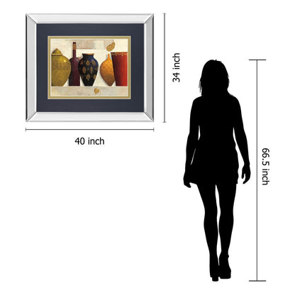 Classy Living Jeweled Vessels 40x34in Wall Art | Transitional Mirrored Frame | Living Room, Office & Den Decor | 40 x 34 x 3 in | Model DM5749MF