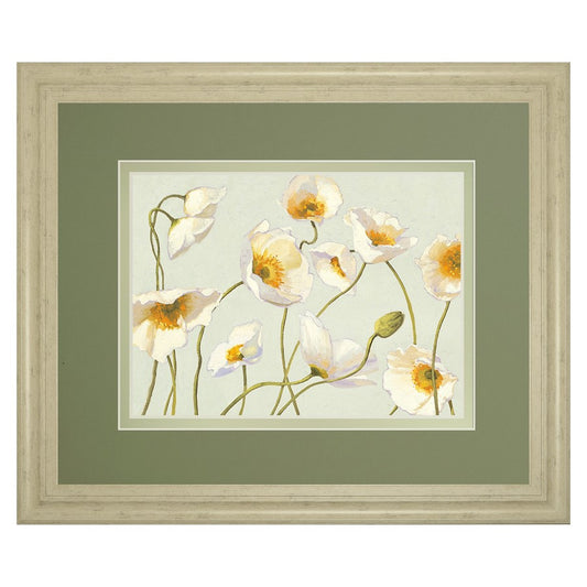 Classy Living Golden Poppies 40x34in Wall Art | Antique/Vintage Ivory Bliss MDF Frame | Living Room & Bedroom Garden Decor | 1 x 40 x 34 in | Model DM5752