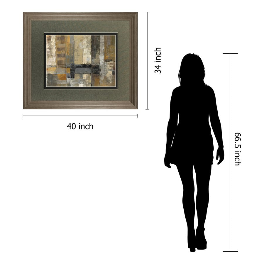 Classy Living One Way Street 40x34in Framed Wall Art | Contemporary Abstract in Tranquil Ash MDF Frame | Living Room & Office Decor | 1 x | Model DM5757