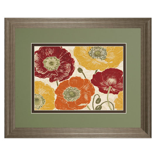 Classy Living Floral Harmony 40x34in Wall Art | Contemporary Multicolor Paper on MDF in Tranquil Ash Frame | Living Room & Bedroom | Model DM5758