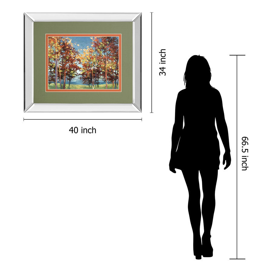 Classy Living Autumn Canopy View 40x34in Wall Art | Transitional Mirrored Frame and Double Matting | Living Room & Office Decor | 40 x 34 | Model DM5760MF