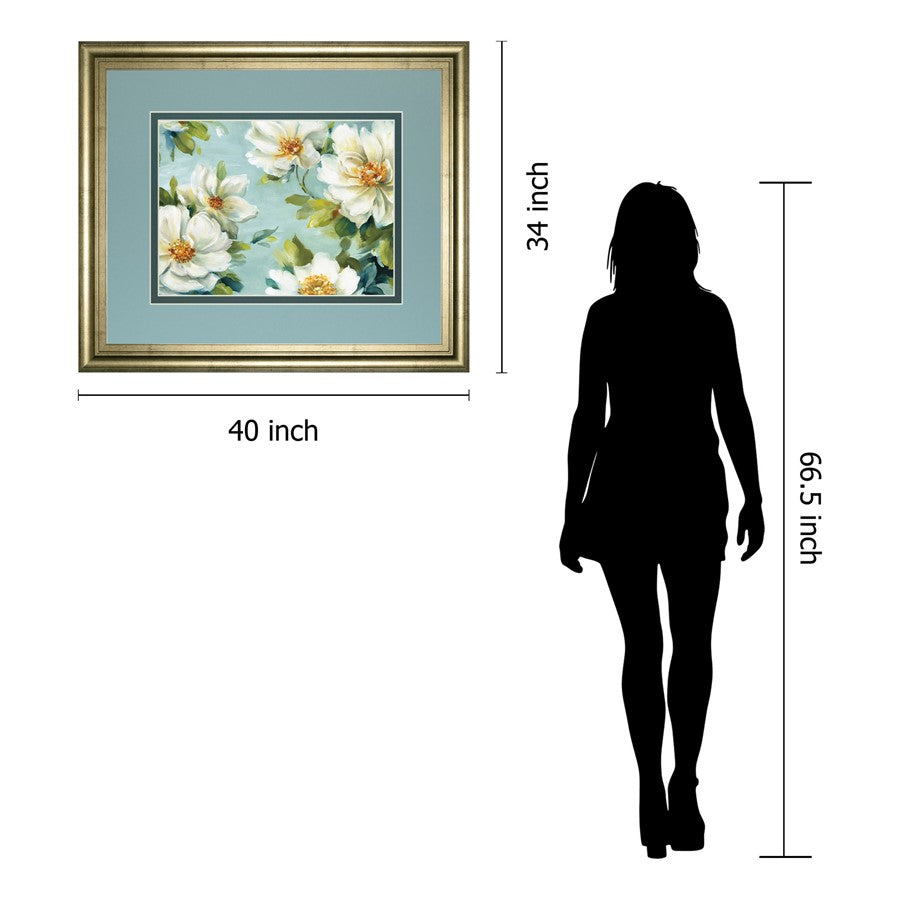 Classy Living Blooming Serenity 40x34in Wall Art | Transitional Gilded Frame & Floral Paper Print | Living Room, Bedroom & Office Decor | 1 | Model DM5764