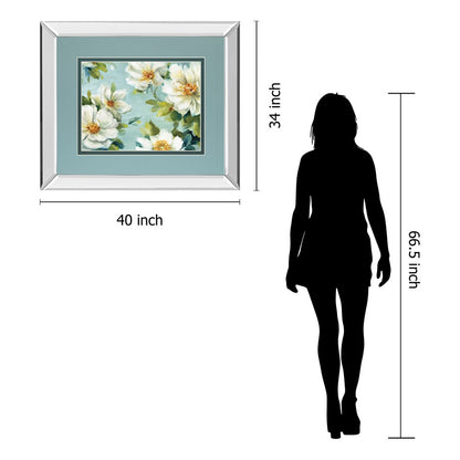 Classy Living Blooming Serenity 40x34in Wall Art | Transitional Mirrored Frame | Living Room & Bedroom Botanical Decor | 3 x 40 x 34 in | Model DM5764MF