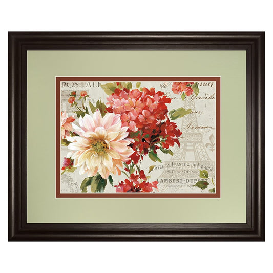 Classy Living Floral Elegance 40x34in Wall Art | Traditional Dark Chocolate MDF Frame with Real Glass | Living Room & Bedroom Decor | 1 x | Model DM5767