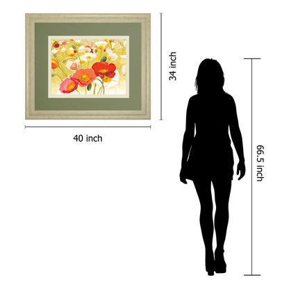 Classy Living Serene Blooms 40x34in Wall Art | Contemporary Paper Print in Ivory Bliss MDF Frame | Living Room & Bedroom Decor | 1 x 40 x | Model DM5768