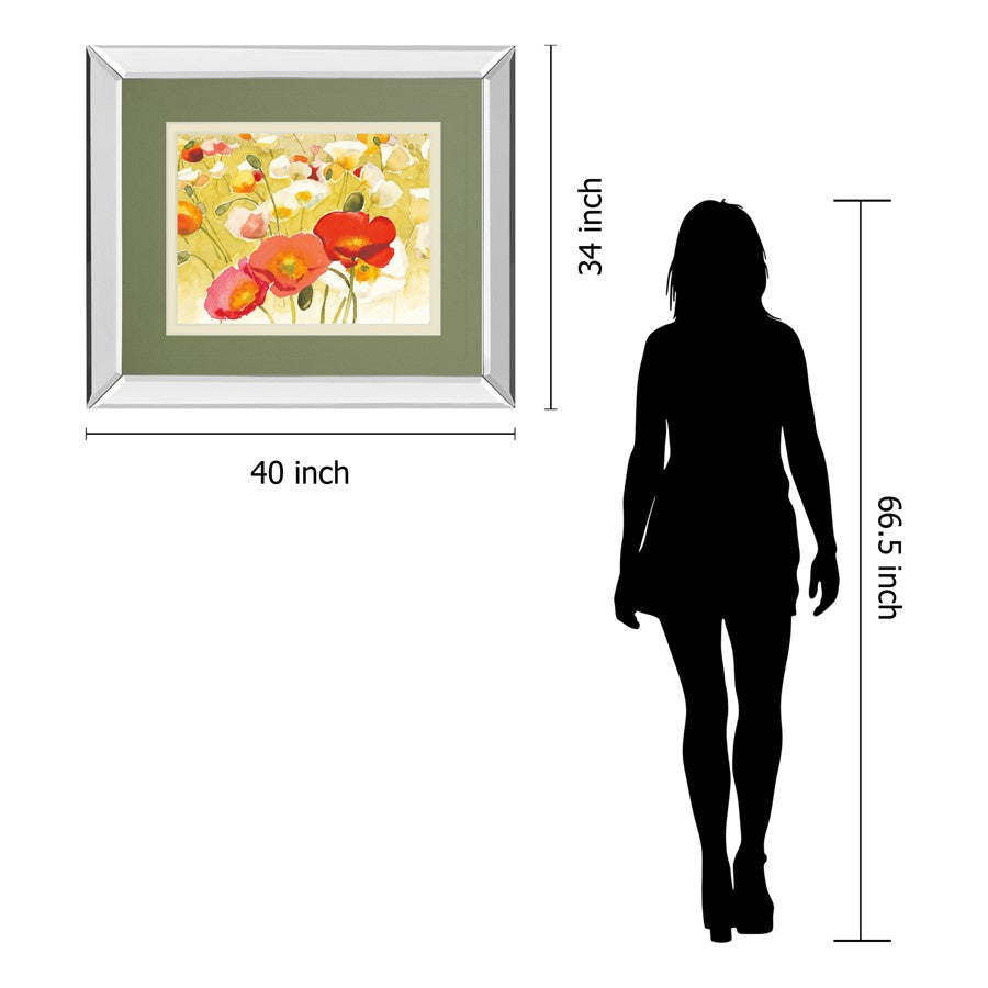 Classy Living Serene Blooms 40x34in Wall Art | Contemporary Botanical Floral Print with Mirrored Frame | Living Room & Bedroom Decor | 3 | Model DM5768MF