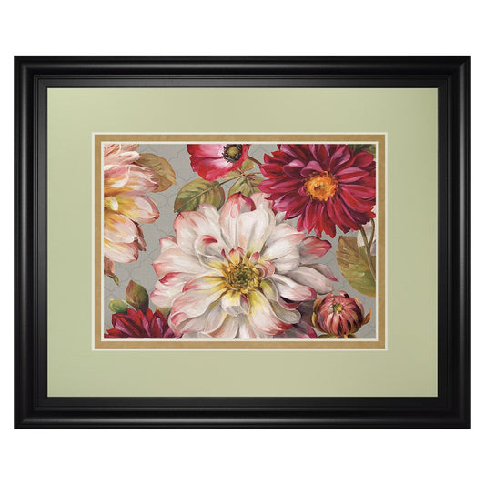 Classy Living Timeless Blooms 40x34in Wall Art | Transitional Floral Paper Print in Midnight Aura MDF Frame | Living Room & Bedroom Decor | Model DM5770